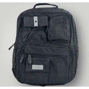 Bella Russo 17" Black‎ Canvas Laptop Backpack With Built-In USB Port Travel Work